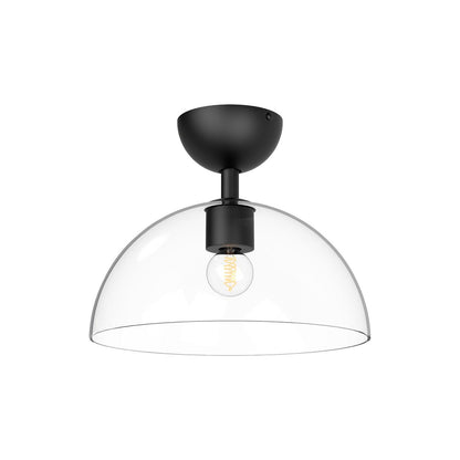 Alora Lighting Jude Semi-Flush Mount, 1-Light, Matte Black, Clear Glass, 12"D