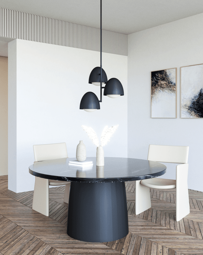 Alora Lighting Kenji Chandelier, 1-Light, Matte Black, Opal Matte Glass, 23.88"D