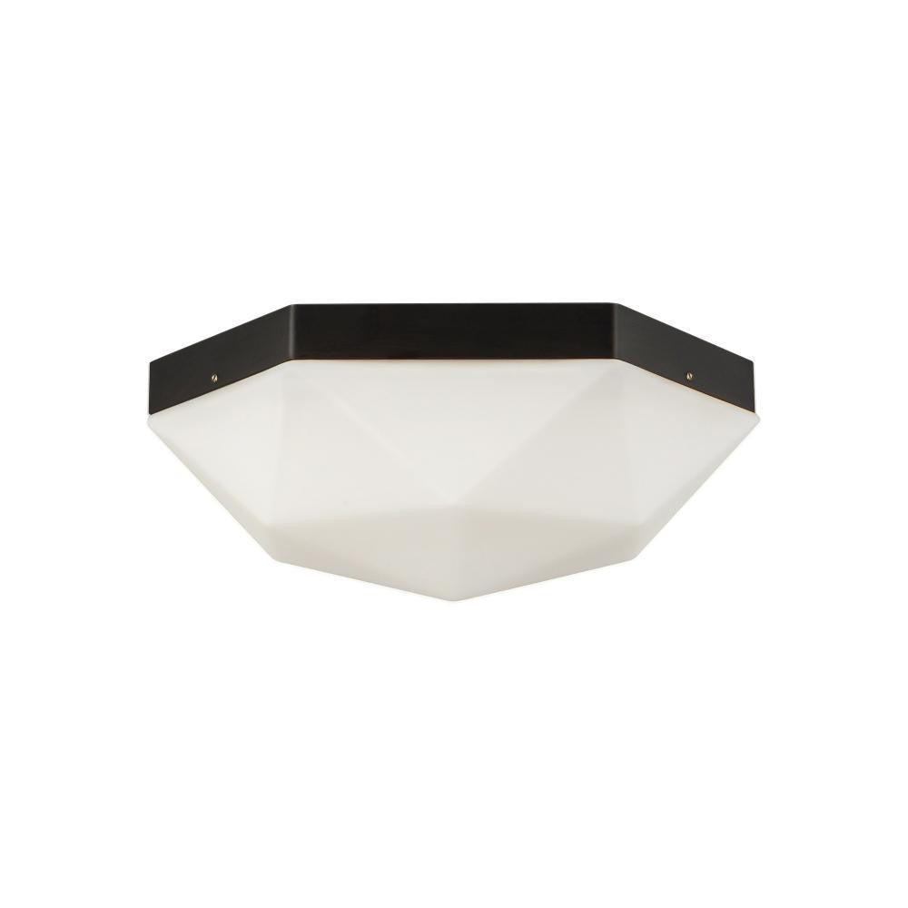 Alora Lighting Krysta 12-in Matte Black/Opal Glass 2 Lights Flush Mount