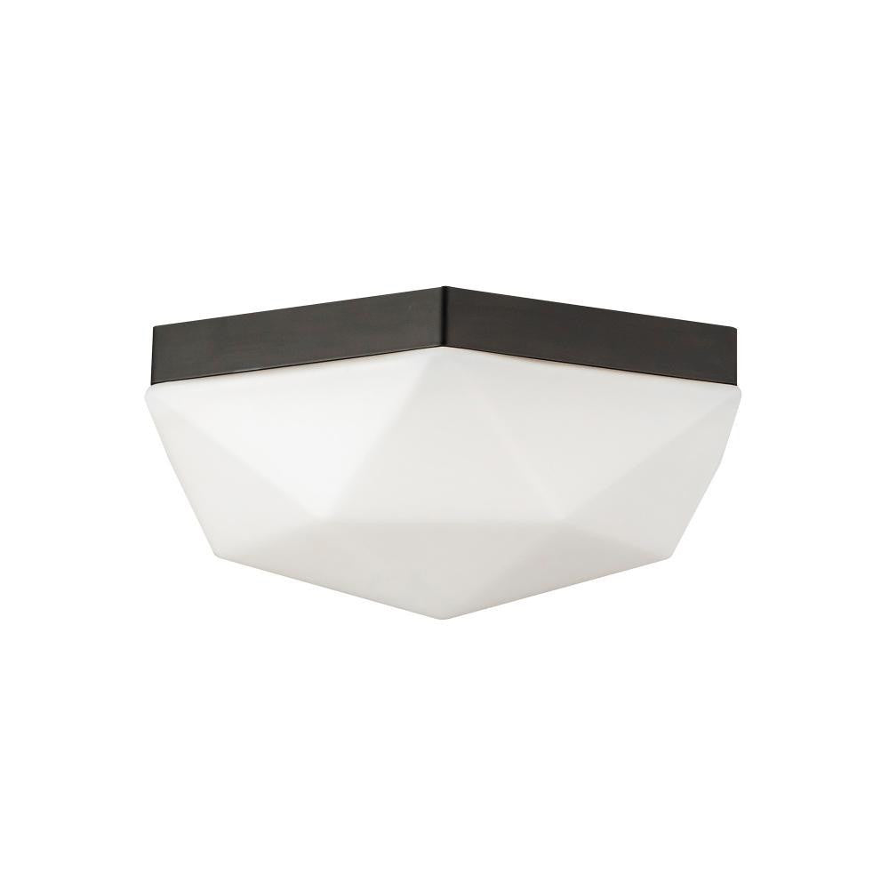 Alora Lighting Krysta 12-in Matte Black/Opal Glass 2 Lights Flush Mount