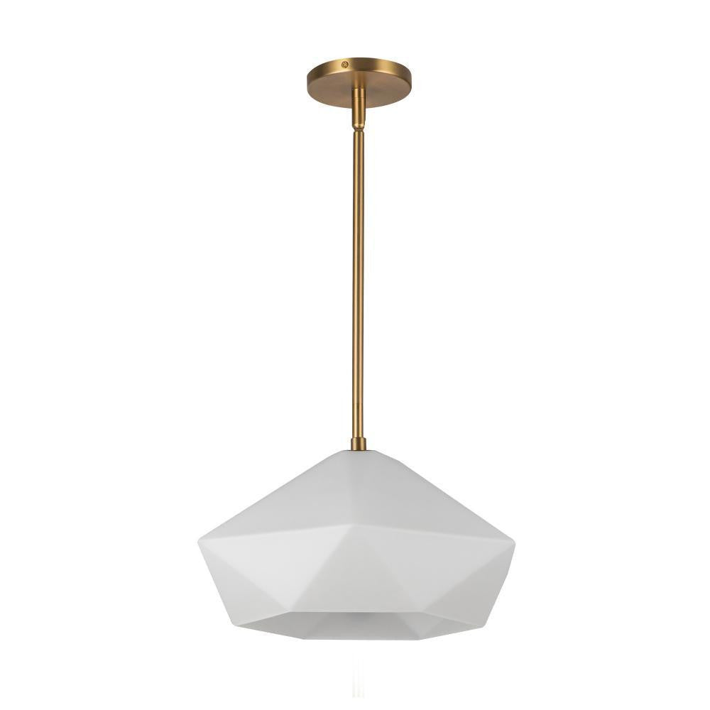 Alora Lighting Krysta 14-in Brushed Gold/Opal Glass 1 Light Pendant