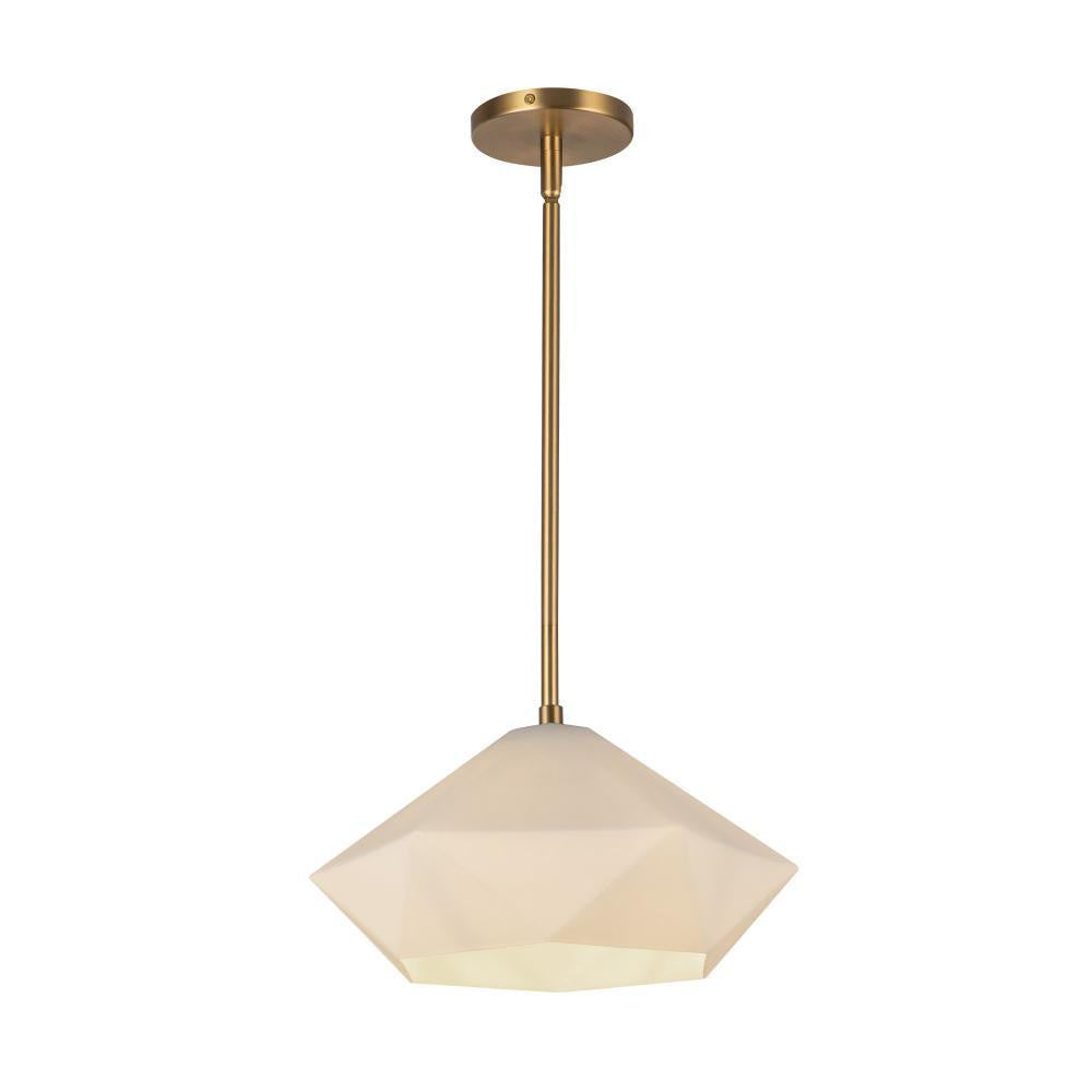 Alora Lighting Krysta 14-in Brushed Gold/Opal Glass 1 Light Pendant