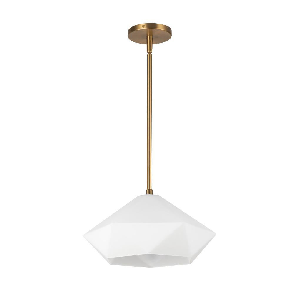 Alora Lighting Krysta 14-in Brushed Gold/Opal Glass 1 Light Pendant