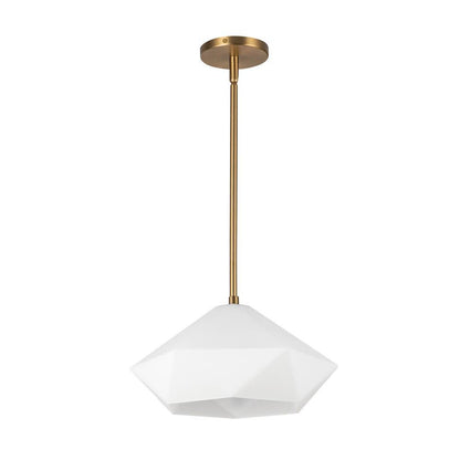 Alora Lighting Krysta 14-in Brushed Gold/Opal Glass 1 Light Pendant
