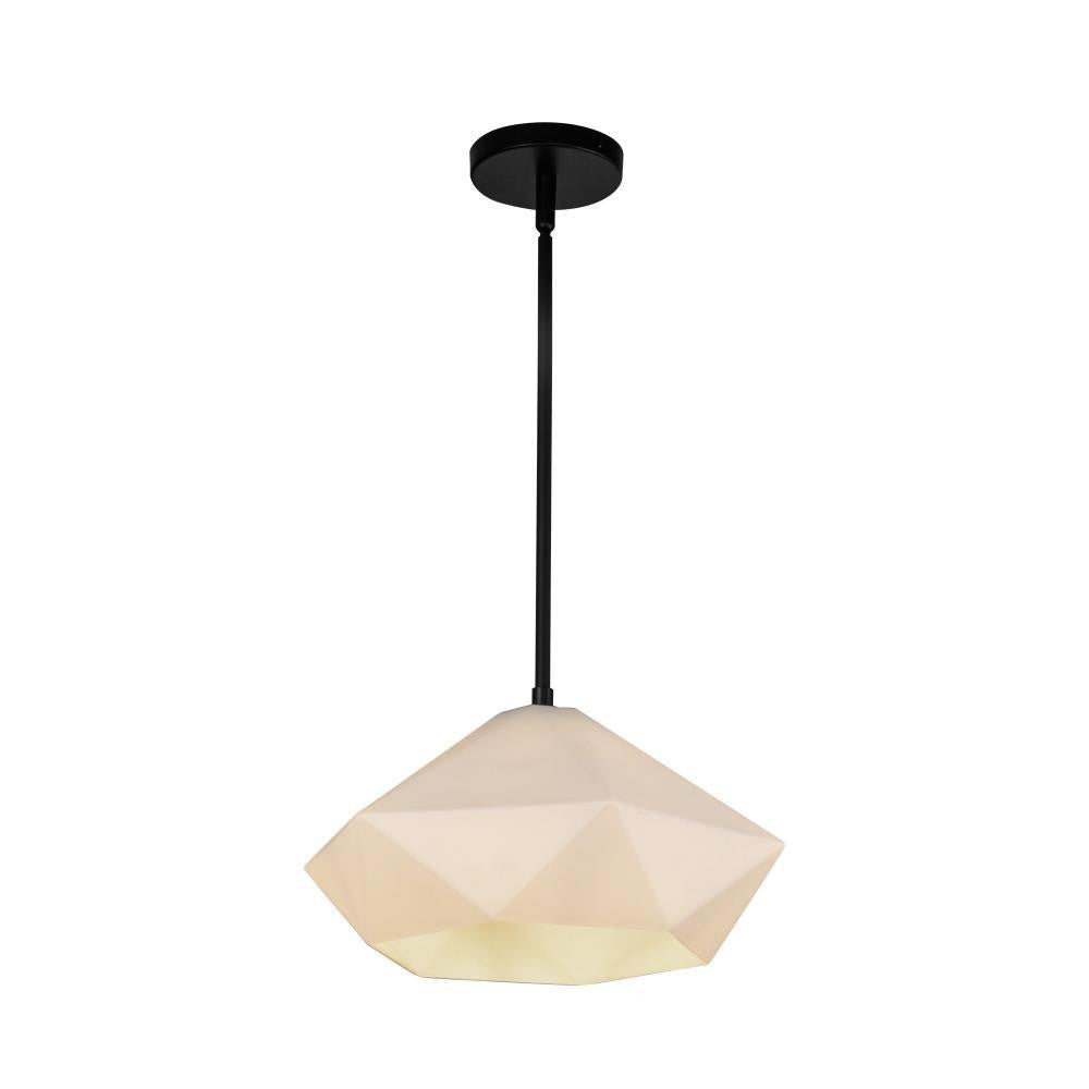 Alora Lighting Krysta 14-in Matte Black/Opal Glass 1 Light Pendant
