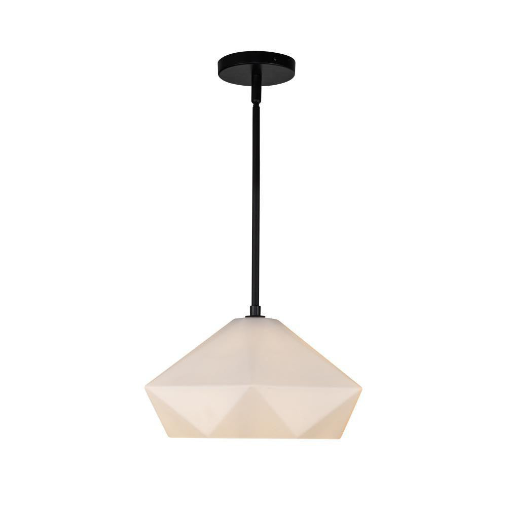 Alora Lighting Krysta 14-in Matte Black/Opal Glass 1 Light Pendant
