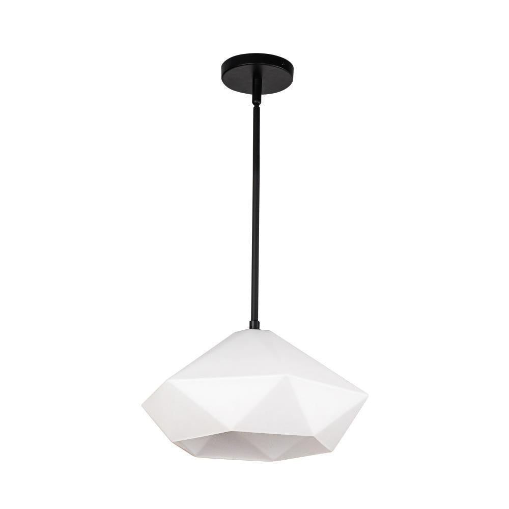Alora Lighting Krysta 14-in Matte Black/Opal Glass 1 Light Pendant