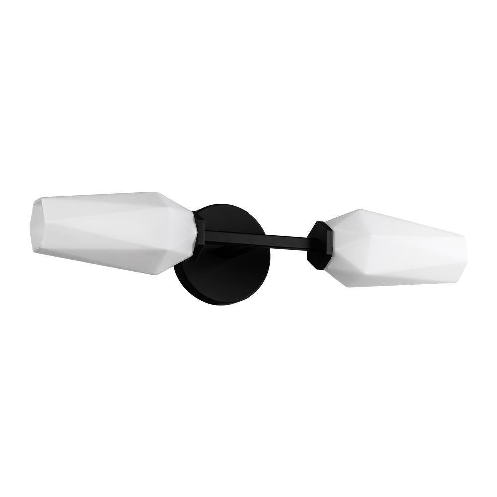Alora Lighting Krysta 20-in Matte Black/Opal Glass 2 Lights Wall Vanity