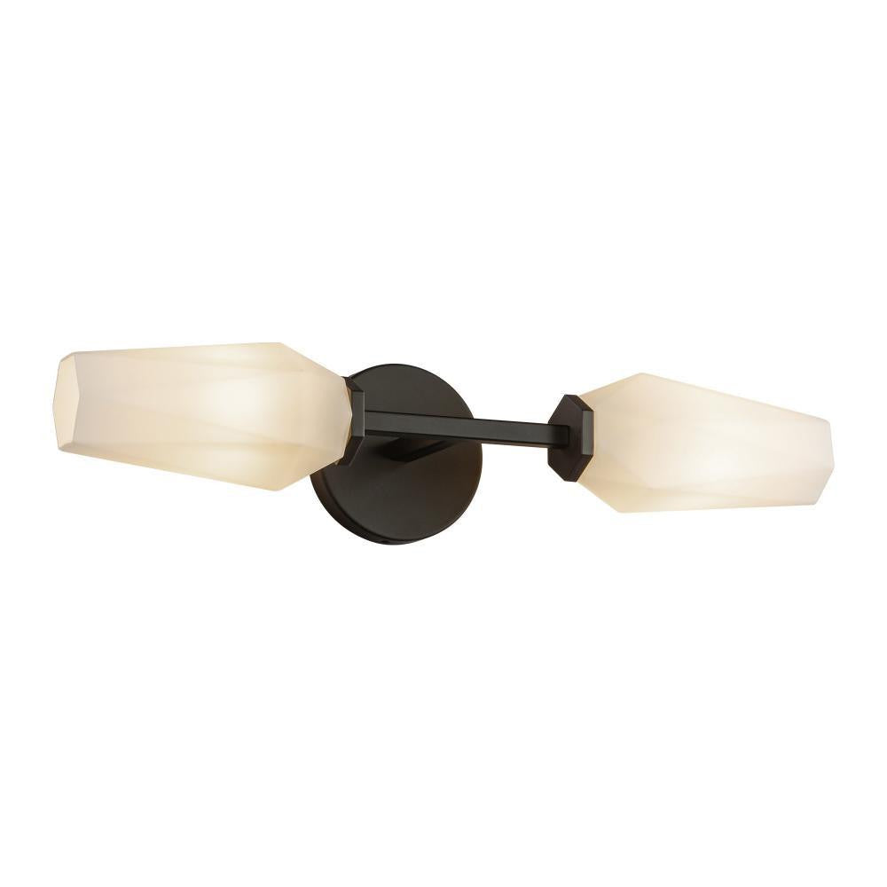 Alora Lighting Krysta 20-in Matte Black/Opal Glass 2 Lights Wall Vanity