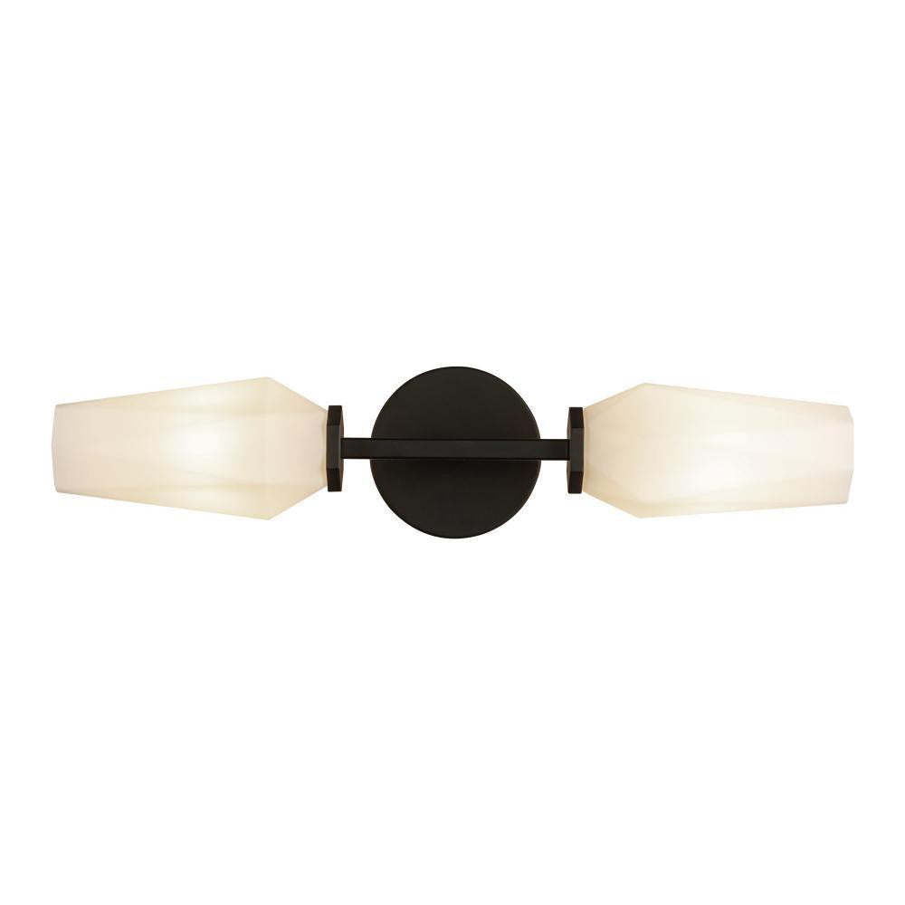 Alora Lighting Krysta 20-in Matte Black/Opal Glass 2 Lights Wall Vanity
