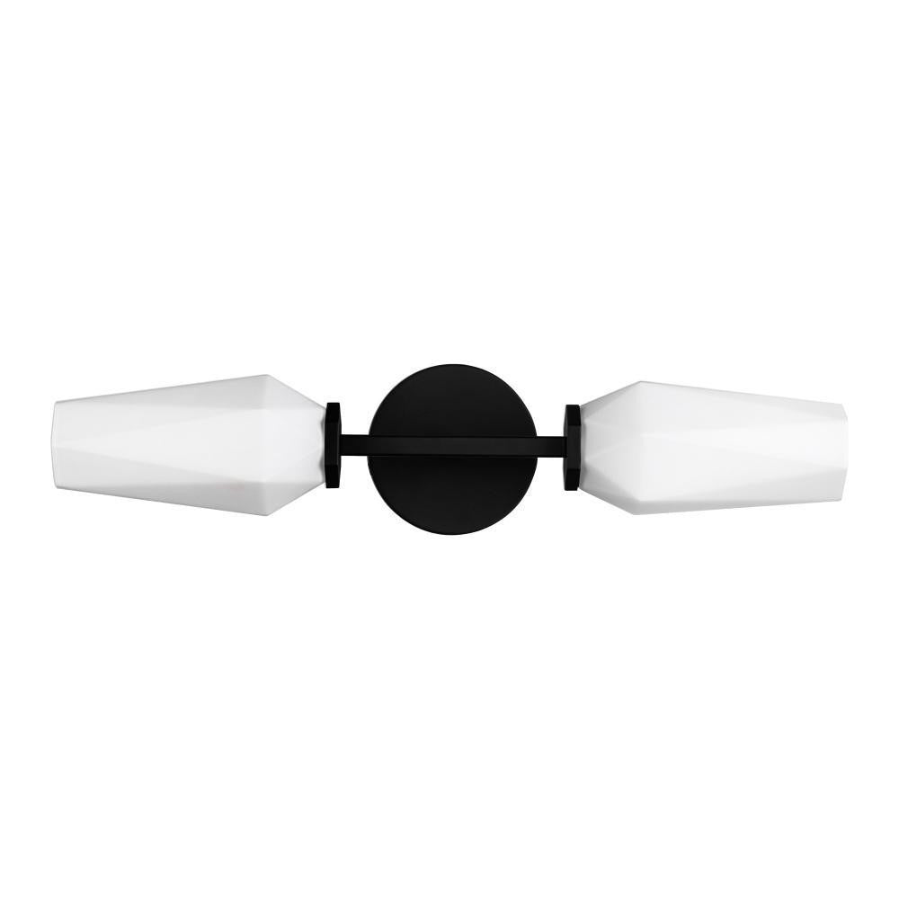 Alora Lighting Krysta 20-in Matte Black/Opal Glass 2 Lights Wall Vanity