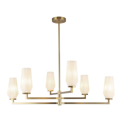 Alora Lighting Krysta 35-in Brushed Gold/Opal Glass 6 Lights Chandelier