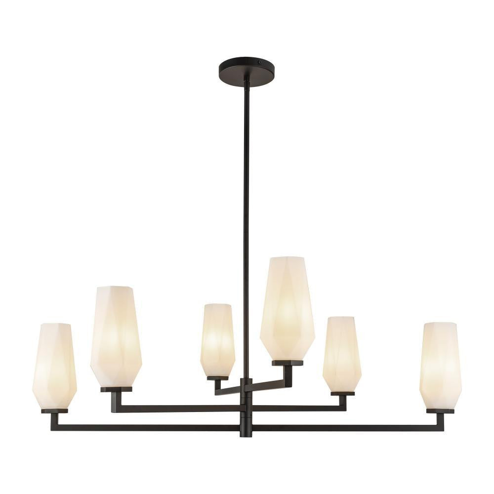 Alora Lighting Krysta 35-in Matte Black/Opal Glass 6 Lights Chandelier