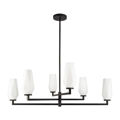 Alora Lighting Krysta 35-in Matte Black/Opal Glass 6 Lights Chandelier