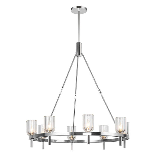 Alora Lighting Lucian 8 Light Chandelier Polished Nickel, Clear Crystal