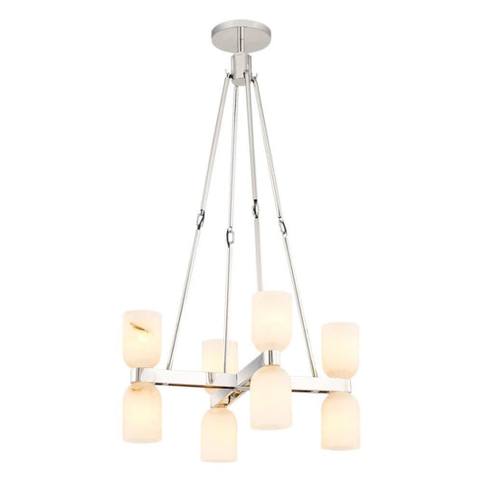 Alora Lighting Lucian Chandelier Polished Nickel, Alabaster