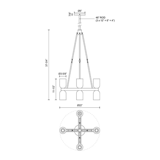Alora Lighting Lucian Chandelier Polished Nickel, Clear Crystal