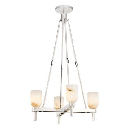 Alora Lighting Lucian Pendant Polished Nickel, Alabaster