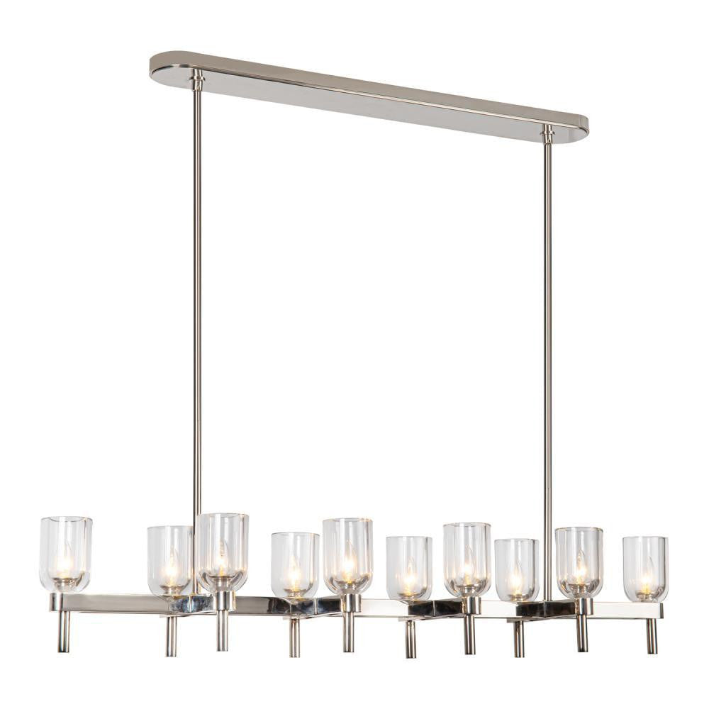 Alora Lighting Lucian 10 Light Linear Pendant Urban Bronze, Alabaster