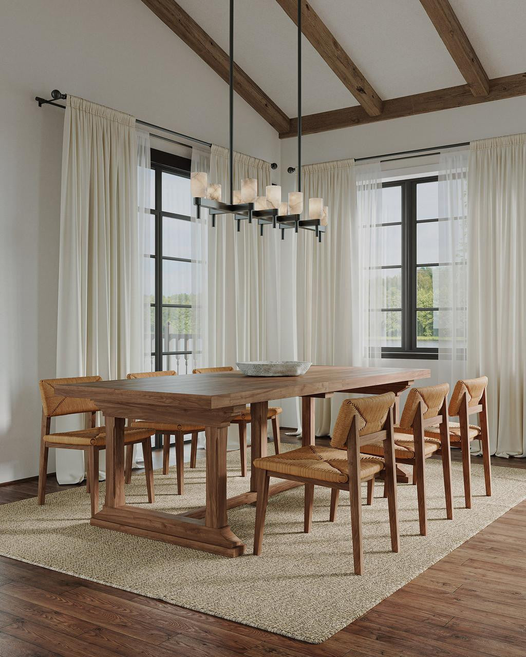 Alora Lighting Lucian Pendant, 10-Light, Urban Bronze, Alabaster, 51.5"L