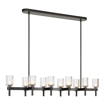 Alora Lighting Lucian Pendant, 10-Light, Urban Bronze, Clear Crystal, 51.5"L
