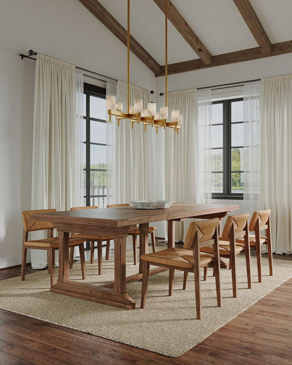 Alora Lighting Lucian Pendant, 10-Light, Vintage Brass, Alabaster, 51.5"L
