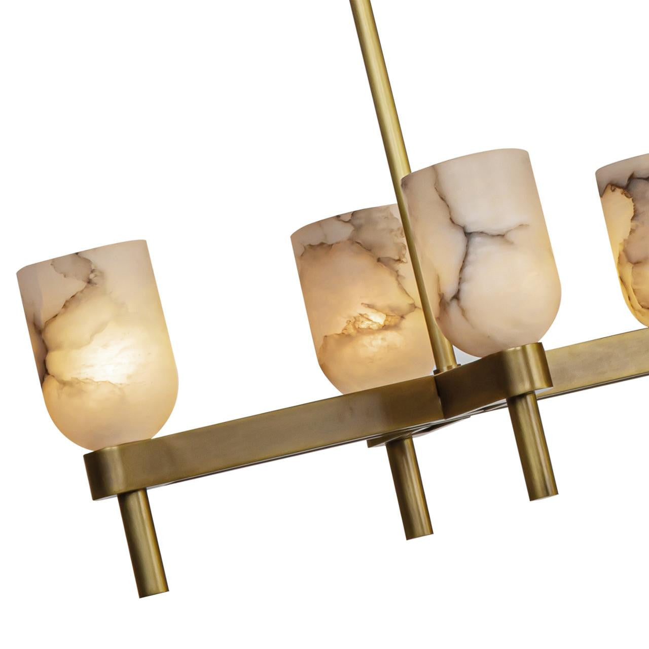 Alora Lighting Lucian Pendant, 10-Light, Vintage Brass, Alabaster, 51.5"L
