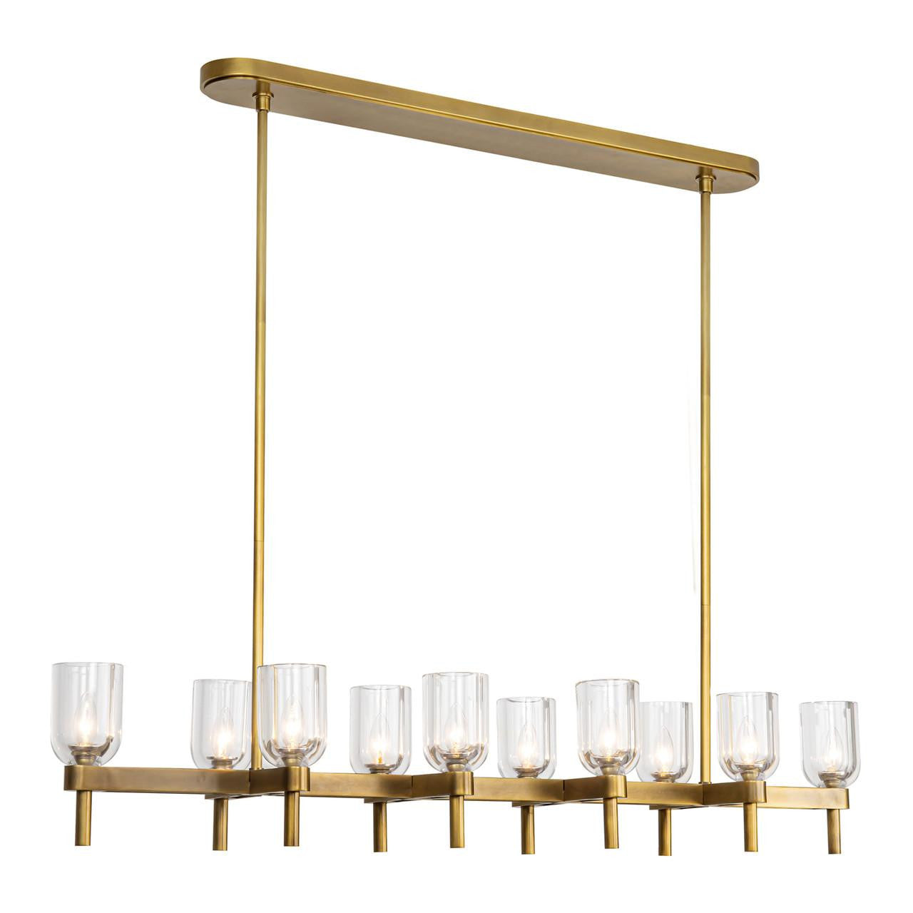 Alora Lighting Lucian Pendant, 10-Light, Vintage Brass, Clear Crystal, 51.5"L