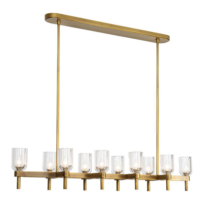 Alora Lighting Lucian Pendant, 10-Light, Vintage Brass, Clear Crystal, 51.5"L