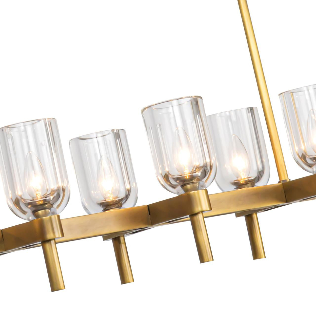 Alora Lighting Lucian Pendant, 10-Light, Vintage Brass, Clear Crystal, 51.5"L