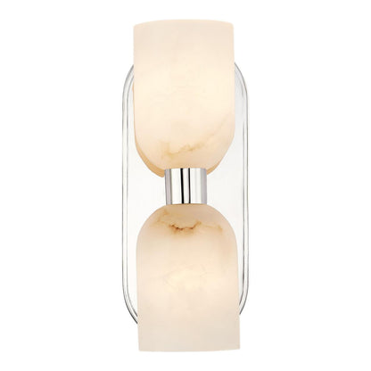 Alora Lighting Lucian 2 Light Wall/Vanity Light Polished Nickel, Alabaster