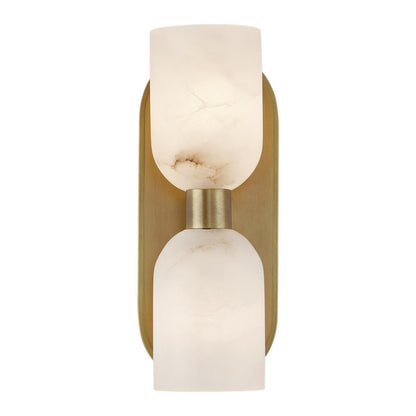 Alora Lighting Lucian 2 Light Vanity Light Vintage Brass, Alabaster