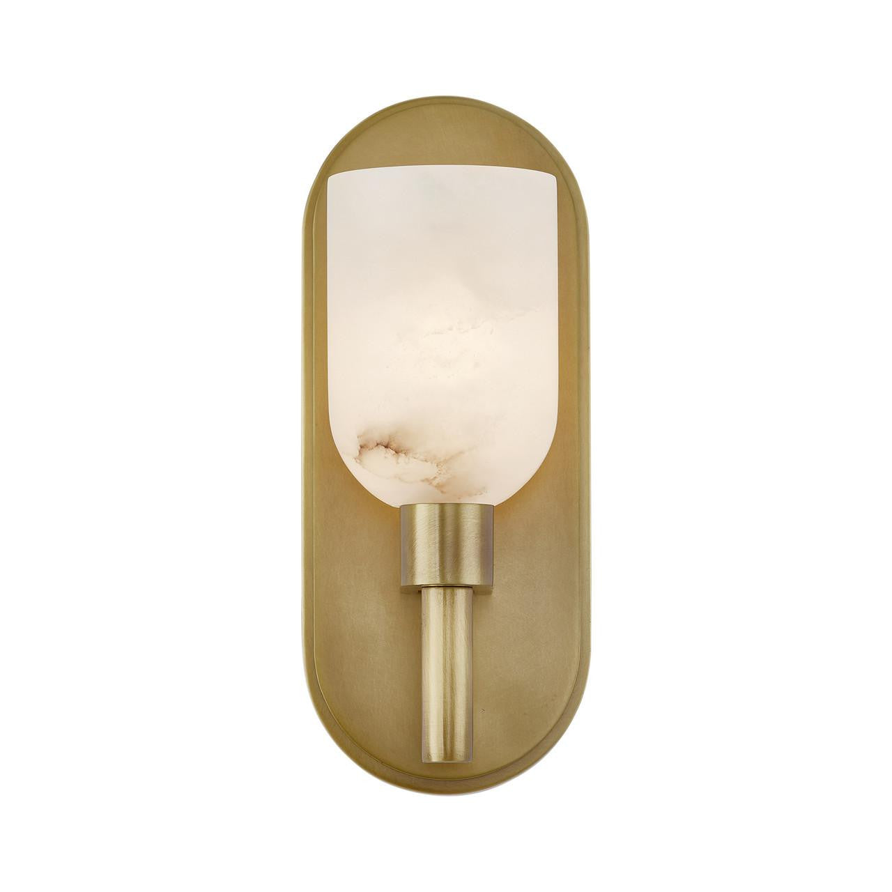 Alora Lighting Lucian Wall/Vanity Light, 1-Light, Vintage Brass, Alabaster, 3.63"W