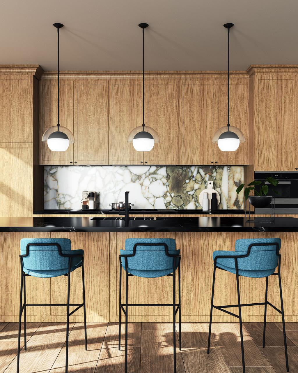 Alora Lighting Lucy Pendant, 1-Light, Matte Black, Opal Matte Glass, 12"D