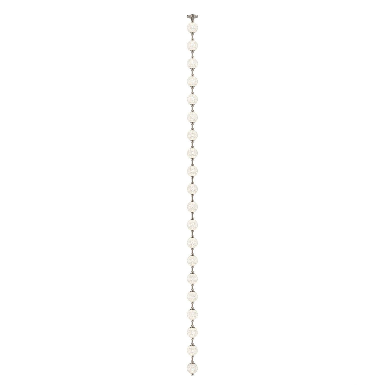 Alora Lighting Marni Pendant, 1-Light, LED, Polished Nickel, White Linen Shade, 143.25"L