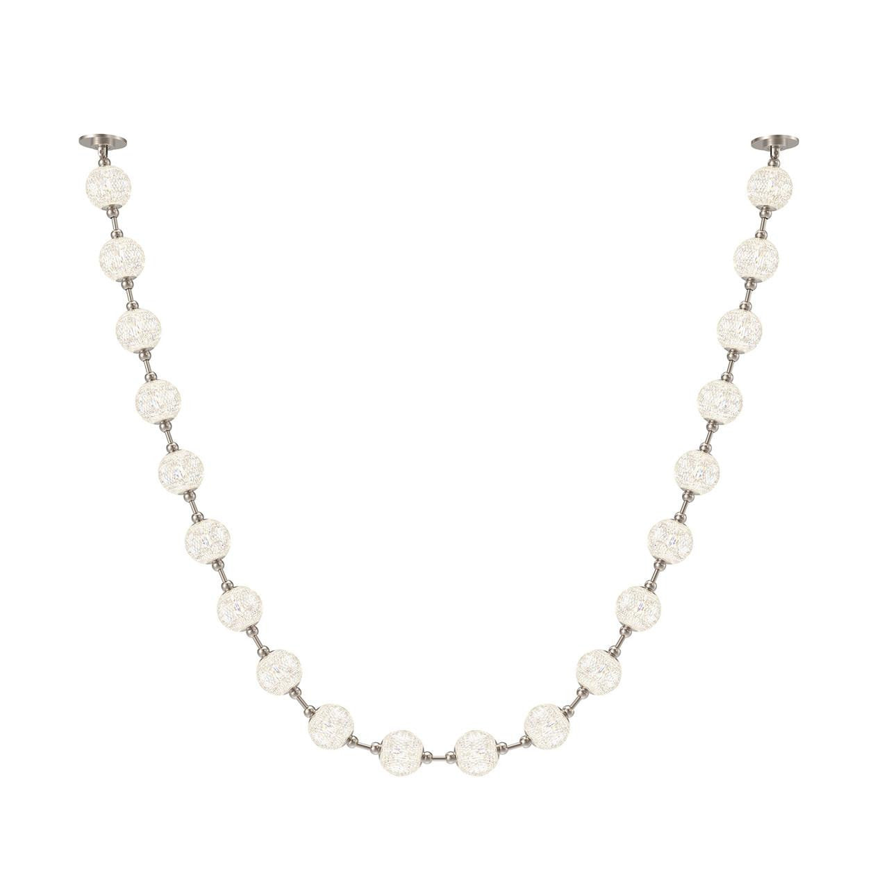 Alora Lighting Marni Pendant, 1-Light, LED, Polished Nickel, White Linen Shade, 143.25"L