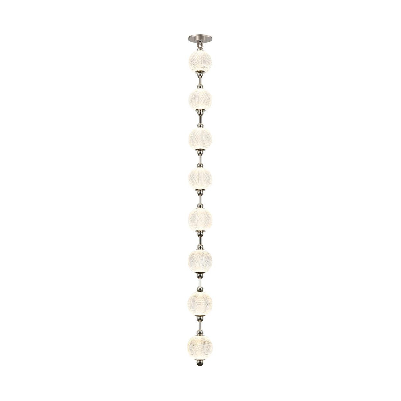 Alora Lighting Marni Pendant, 1-Light, LED, Polished Nickel, White Linen Shade, 58.13"L