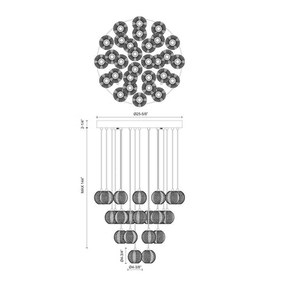 Alora Lighting Marni Pendant, 2-Light, LED, Polished Nickel, 25.63"D