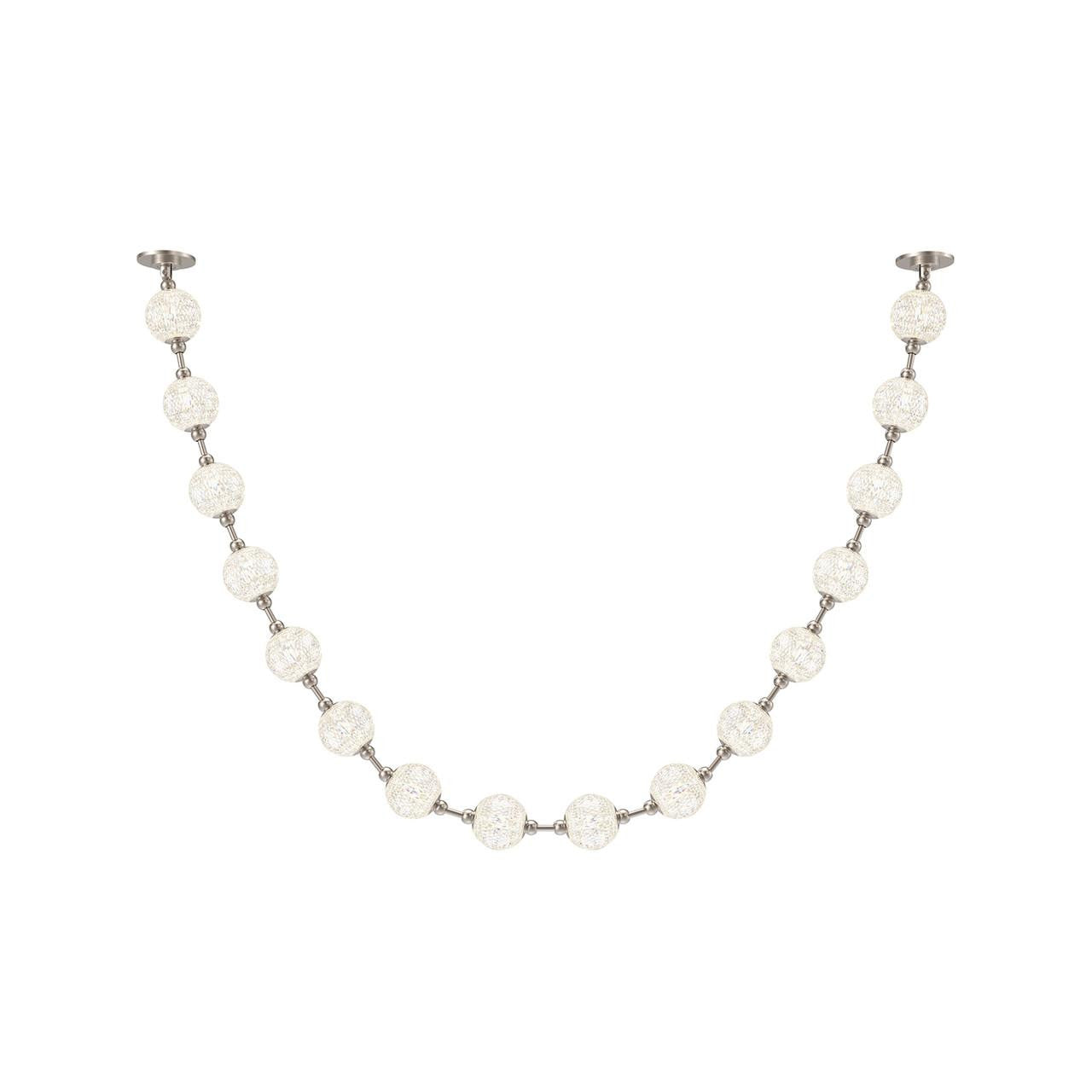 Alora Lighting Marni Pendant, 2-Light, LED, Polished Nickel, White Linen Shade, 114.88"L