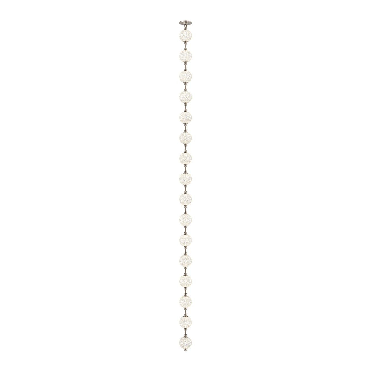 Alora Lighting Marni Pendant, 2-Light, LED, Polished Nickel, White Linen Shade, 114.88"L
