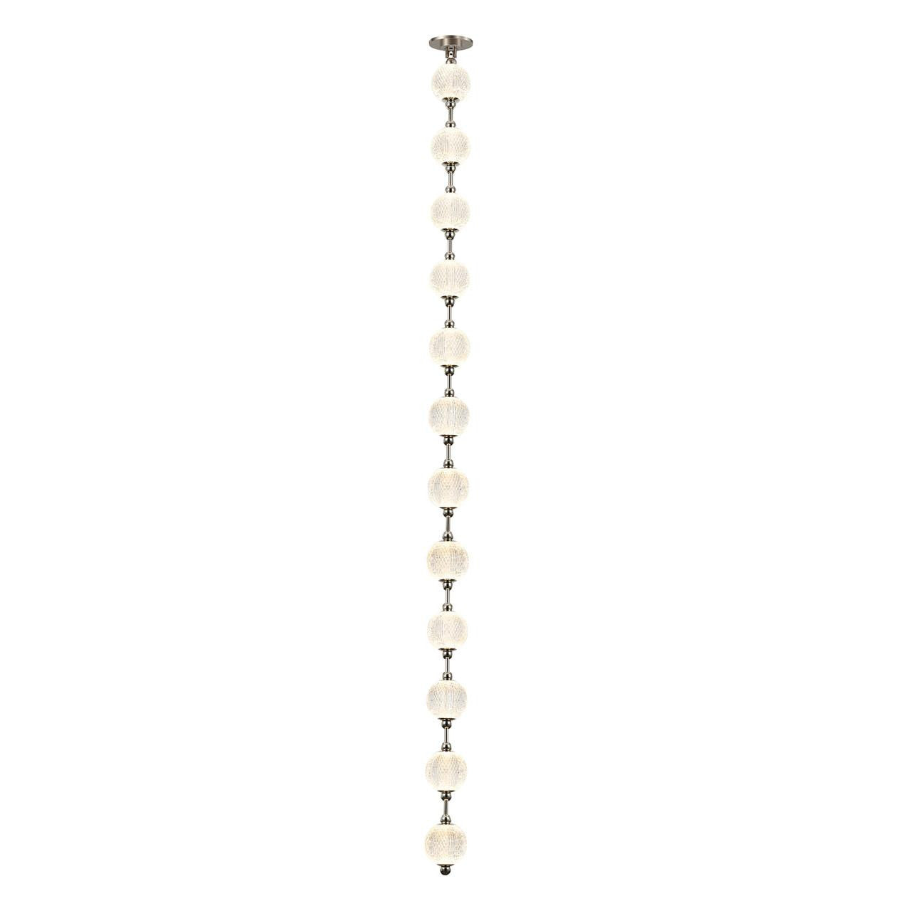 Alora Lighting Marni Pendant, 2-Light, LED, Polished Nickel, White Linen Shade, 86.5"L