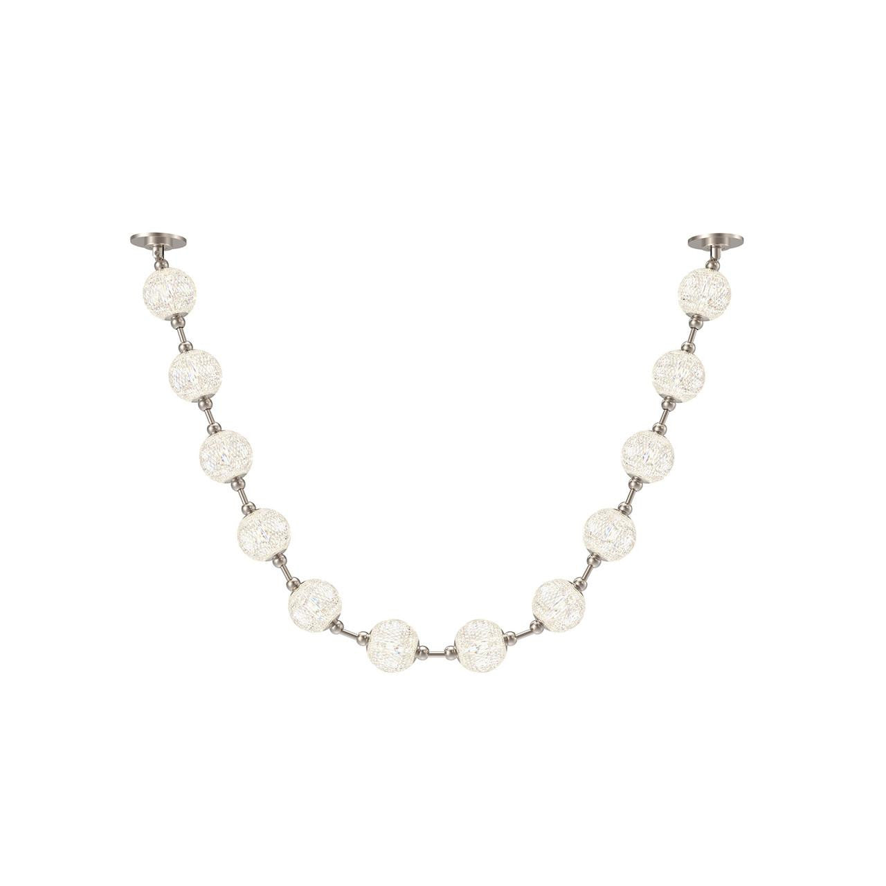 Alora Lighting Marni Pendant, 2-Light, LED, Polished Nickel, White Linen Shade, 86.5"L