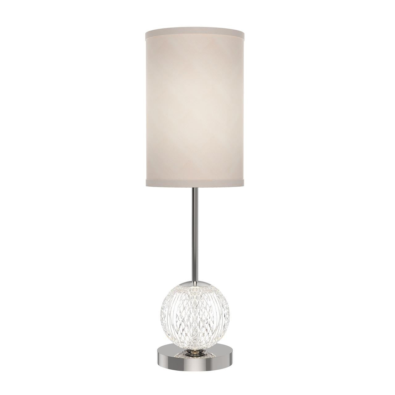 Alora Lighting Marni Table Lamp, 1-Light, LED, Polished Nickel, White Linen, 21.5"H