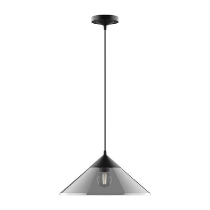 Alora Lighting Mauer Pendant, 1-Light, Matte Black, Smoked Solid Glass, 14.88"D