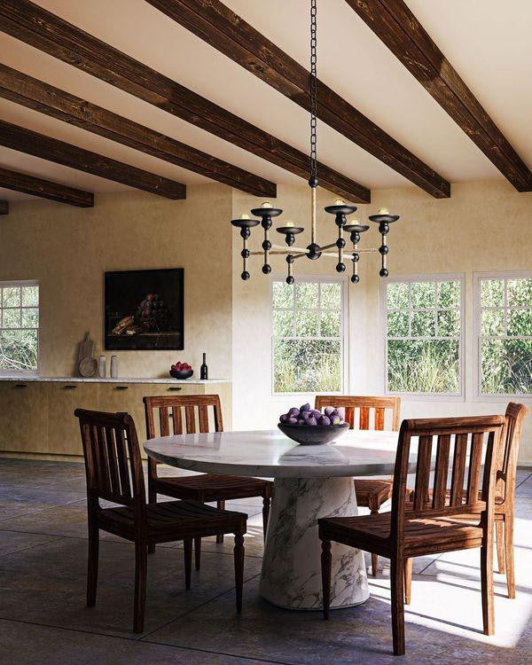 Alora Lighting Nadine Chandelier, 6-Light, Matte Black, Cotton, 25"D