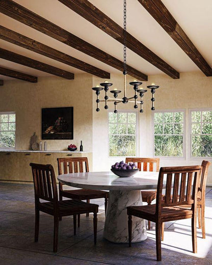 Alora Lighting Nadine Chandelier, 6-Light, Matte Black, Cotton, 25"D