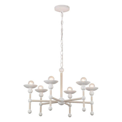 Alora Lighting Nadine Chandelier, 6-Light, Matte White, Cotton, 25"D