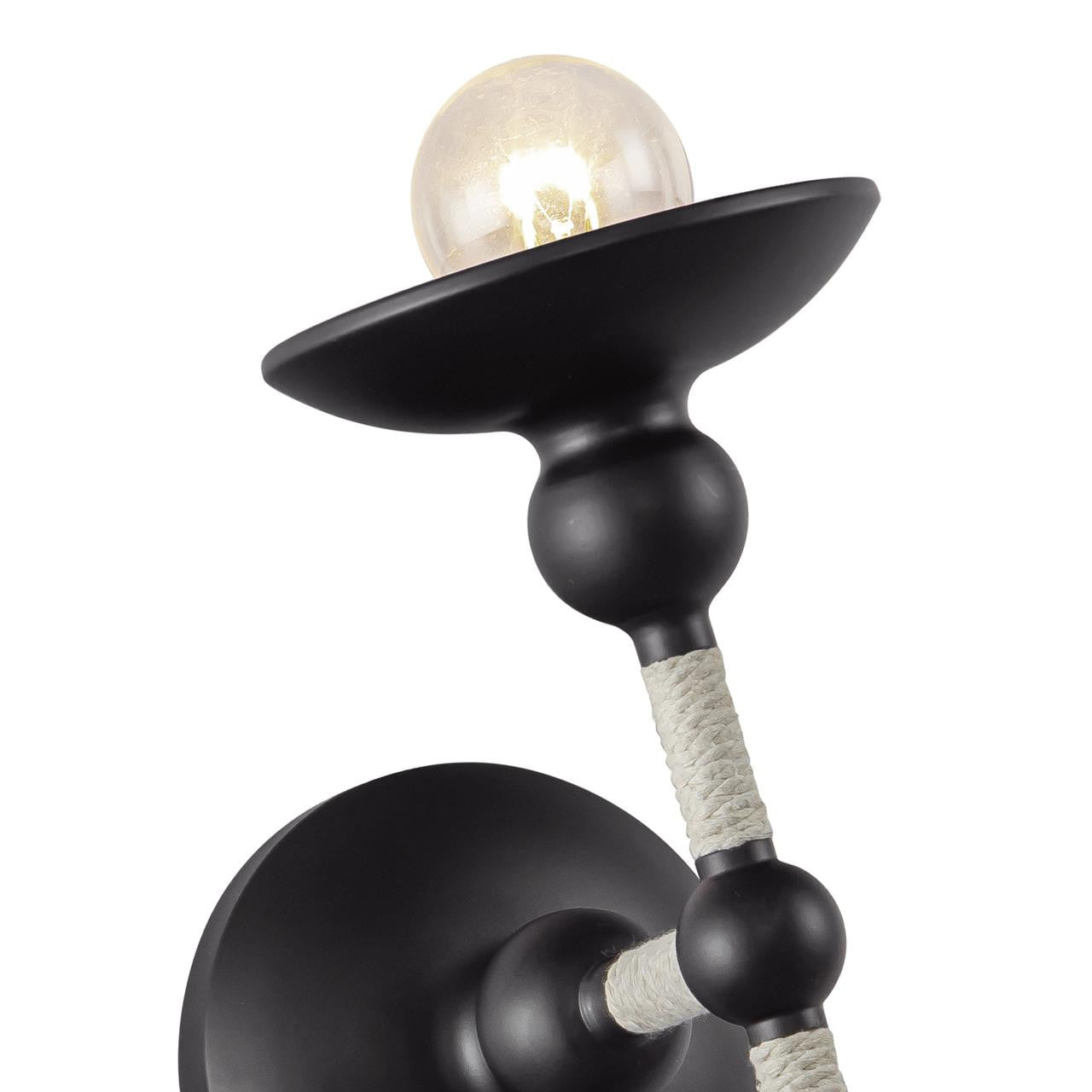 Alora Lighting Nadine Wall/Vanity Light, 1-Light, Matte Black, Cotton, 8.75"H