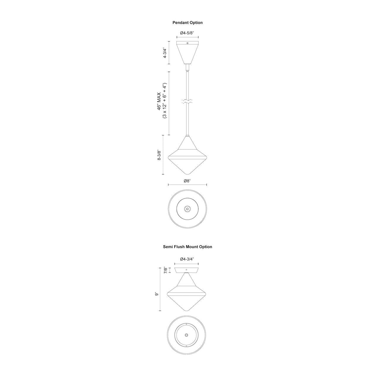 Alora Lighting Nora Pendant, 1-Light, Brushed Nickel, Opal Matte Glass, 8.38"H
