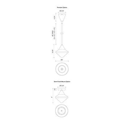 Alora Lighting Nora Pendant, 1-Light, Brushed Nickel, Opal Matte Glass, 8.38"H